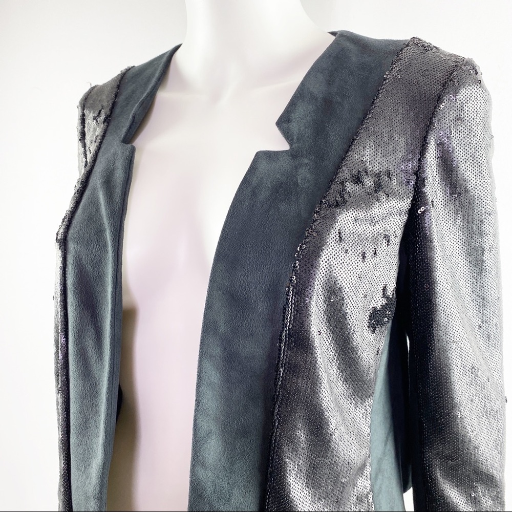 Anthropologie SHONDA Black Cropped Sequin Jacket - Picture 6 of 10